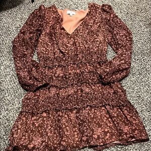 Socialite Pink and maroon sheer Long Sleeve Dress